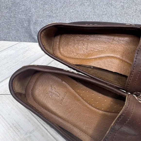 Frye Lewis Venetian Men's 9.5D Tan Brown Leather Loafers Driving Slip On Casual - Picture 9 of 9